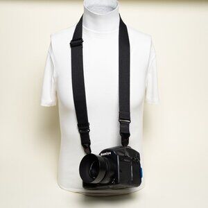 Wide Black Cotton Heavy Duty Camera Strap w/ Peak Design Quick Release Anchors